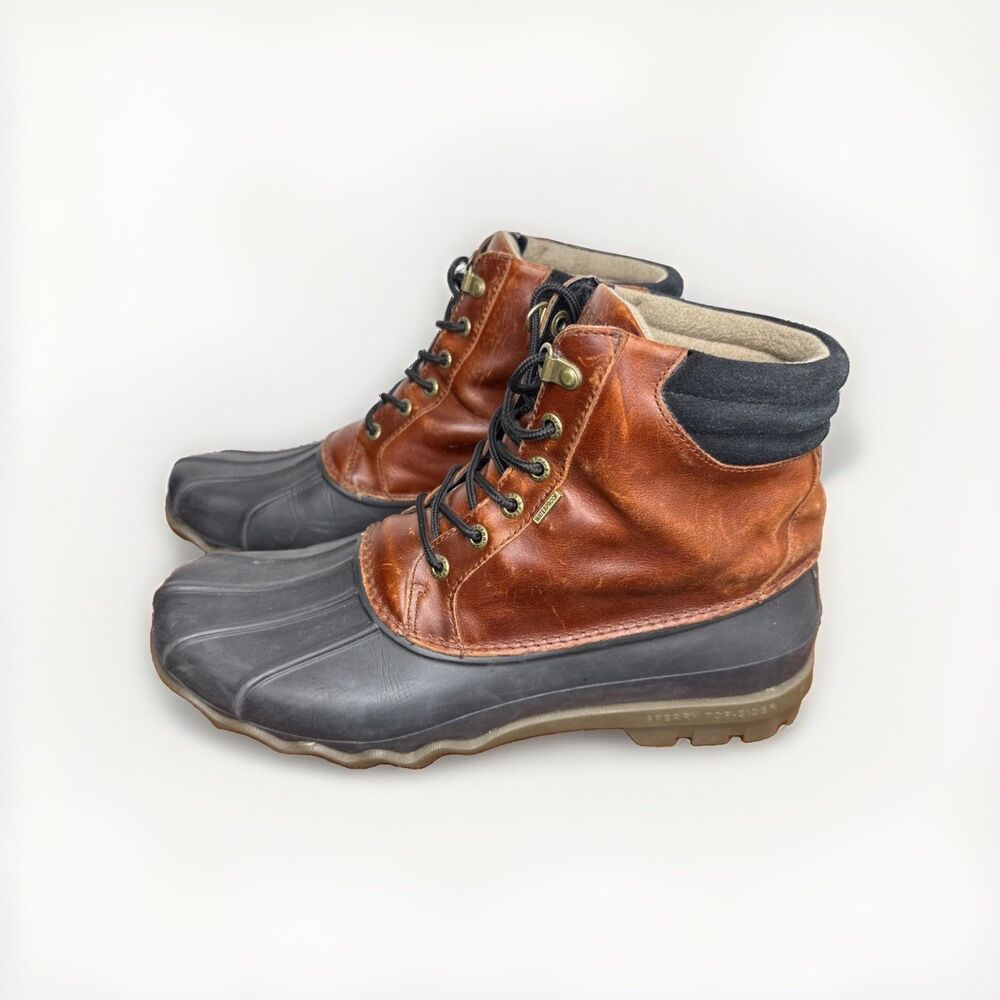 Sperry Top-Sider Mens Size 10.5 Avenue Duck Boots Black Amaretto STS10548 Waterp